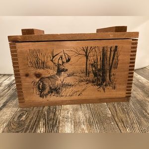VINTAGE FIND- THE CLASSIC BY EVANS Circa 1996 Wooden Box DEER 🦌 TREES 🌳 NATURE